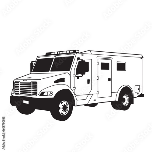 Armored truck vector illustration security vehicle concept graphic depicting financial protection