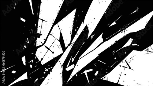 Vector art of explosive abstract white paint splatters on a black background