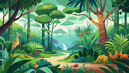 tropical rainforest safari jungle background
