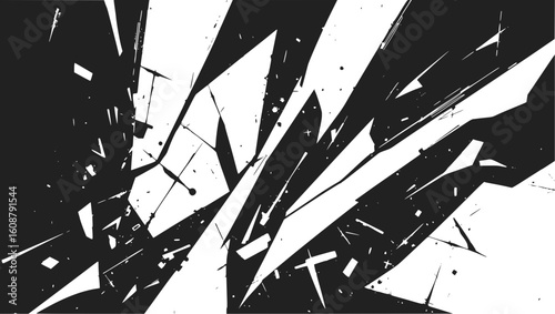 Vector art of explosive abstract white paint splatters on a black background