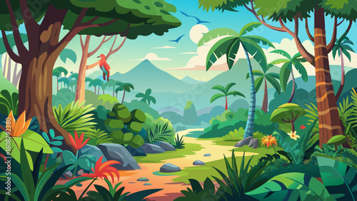 tropical rainforest safari jungle background