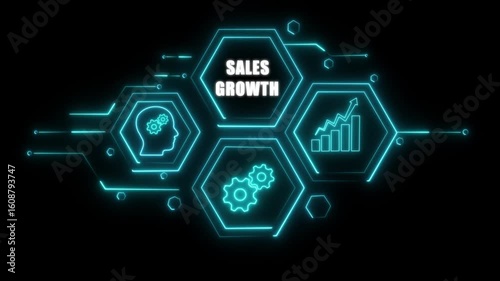 Abstract neon Hud knowledge ability business gear icon Glowing neon line concept. Glowing 