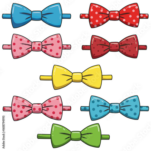 Colorful Bow Ties in Various Styles Clipart illustration