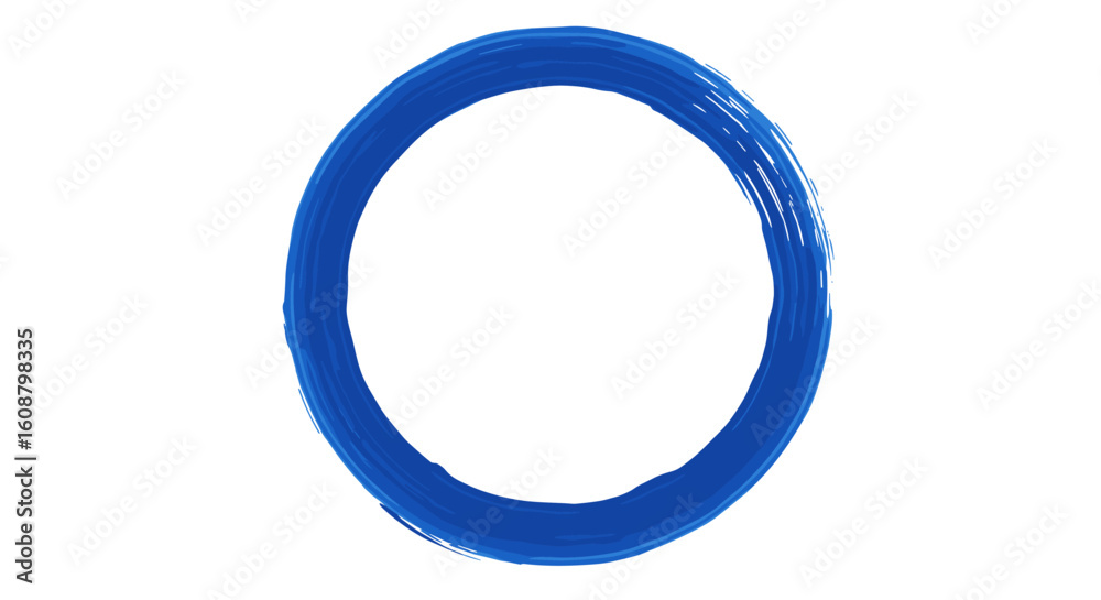 Blue hand drawn circular brushstroke on white background Blue hand drawn circular brushstroke on white background