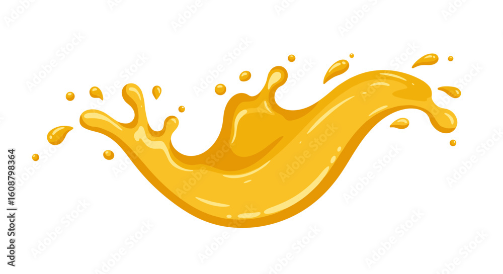 Bright yellow paint splash with dynamic movement on white background