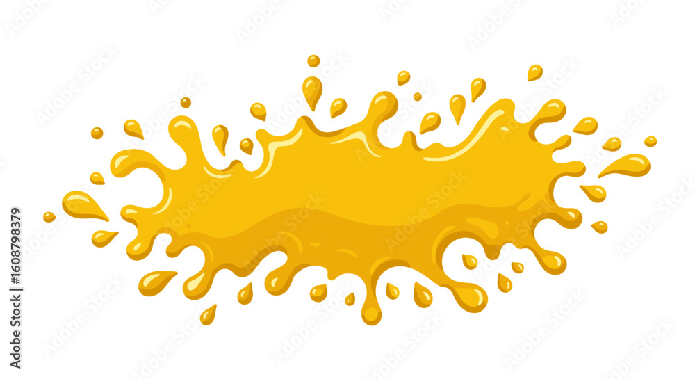 Fototapeta premium Bright yellow splash with dynamic liquid droplets on a white background