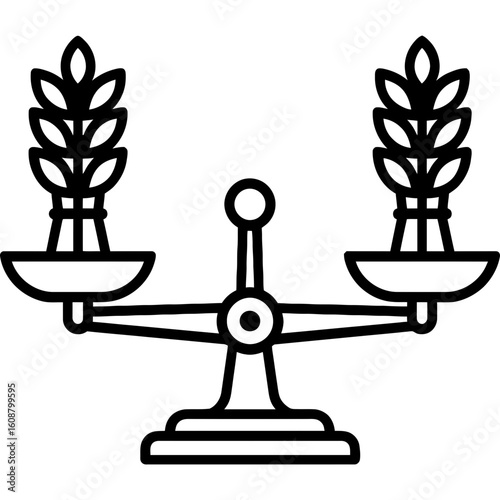 Balance scale with wheat bundles outline vector