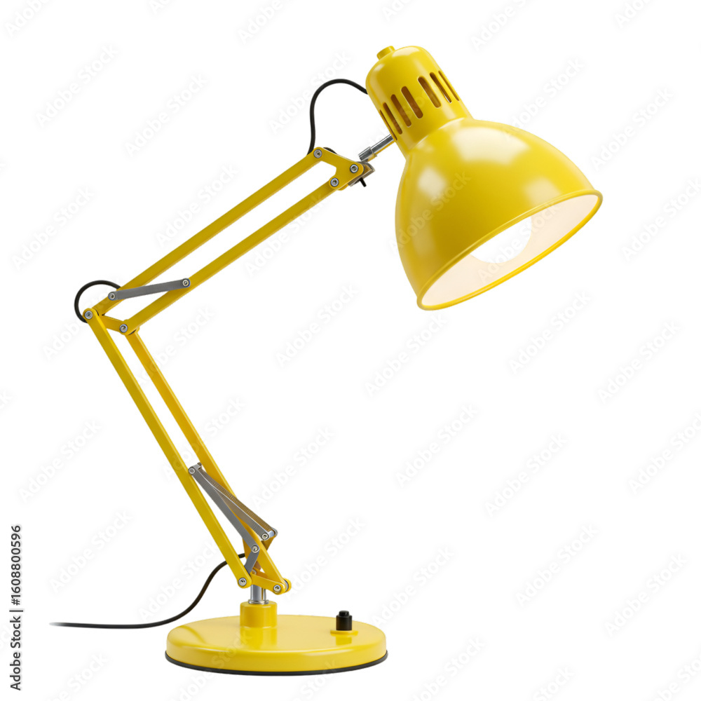 Fototapeta premium Yellow desk lamp with adjustable arm and bright light