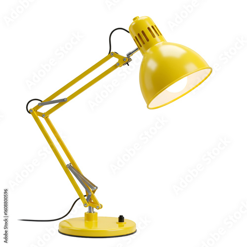 Yellow desk lamp with adjustable arm and bright light