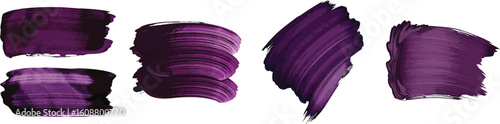 Cut Out Set of Vector Grunge Brush Stroke, Hand-Drawn Eggplant Purple Color, Isolated on Transparent or White Background.