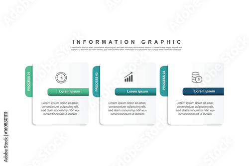 design template banner infographic. 3 step process information or presentation with icons

