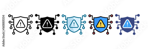 Cyber Risk Icon Set Multiple Style Collection