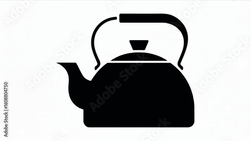 Minimalist black and white icon of a classic teakettle for kitchen or beverage themes