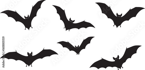 Black bats flying against white background silhouette, bats, flying, black, silhouette, wings, nocturnal, animals, halloween, creatures, spooky, dark, night, sky, creature, mammal, wildlife, nature, i