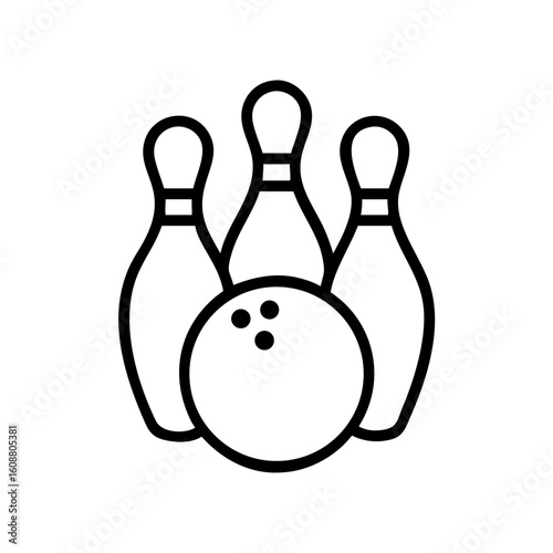 Icon of a bowling ball and pins representing the sport
