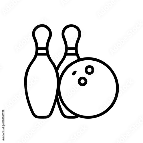 Icon of a bowling ball and pins representing the sport