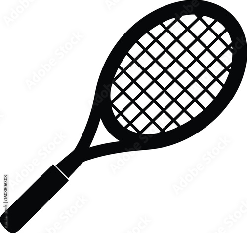 Tennis Silhouette Vector - Racket and Sport Theme - Summer, Wimbledon, and Fitness Illustration