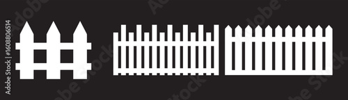 Set of black fence on white background.gate valve pipe Icons Collection – Multiple Vector Styles Icons