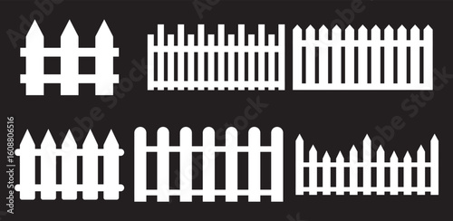 Set of black fence on white background.gate valve pipe Icons Collection – Multiple Vector Styles Icons