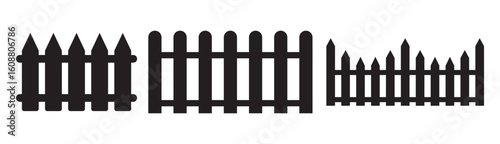 Set of black fence on white background.gate valve pipe Icons Collection – Multiple Vector Styles Icons