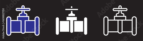 Set of black fence on white background.gate valve pipe Icons Collection – Multiple Vector Styles Icons