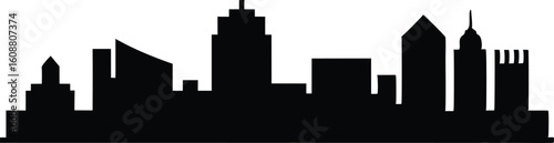 Tempe Skyline at Dusk, Horizontal Black Silhouette Vector Illustration.