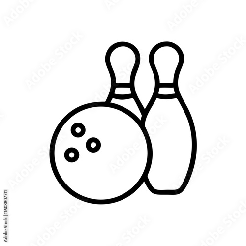 Icon of a bowling ball and pins representing the sport
