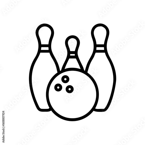 Icon of a bowling ball and pins representing the sport