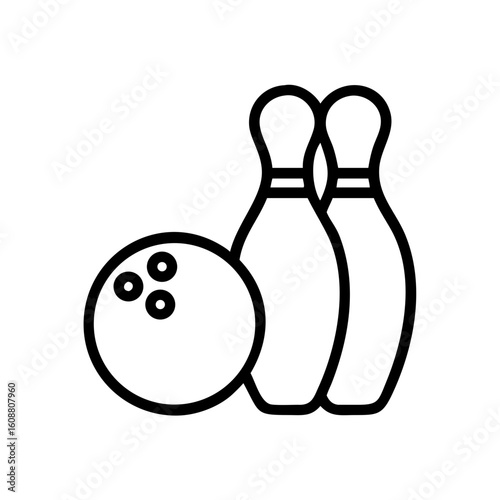 Icon of a bowling ball and pins representing the sport