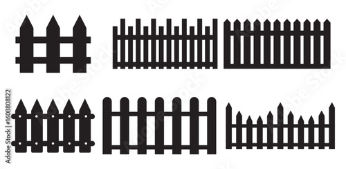 Set of black fence on white background.gate valve pipe Icons Collection – Multiple Vector Styles Icons