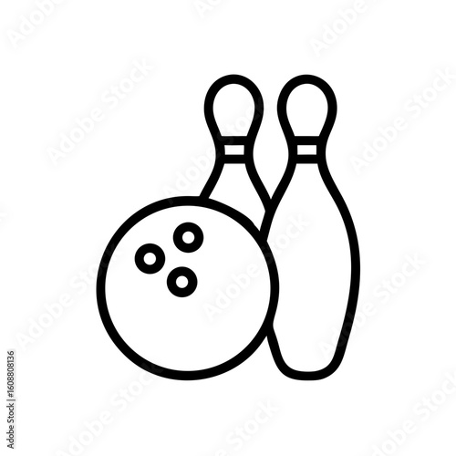 Icon of a bowling ball and pins representing the sport