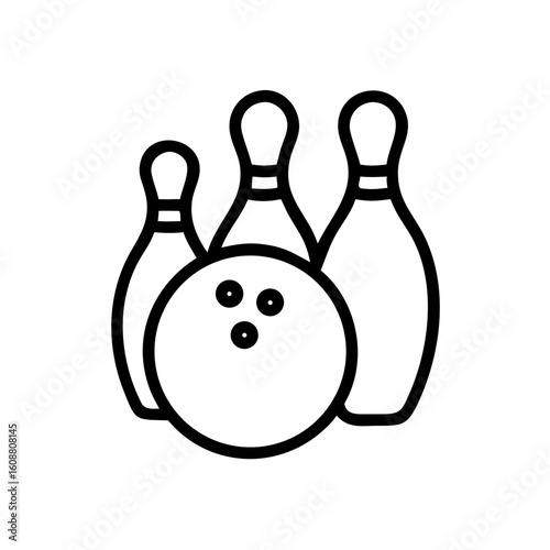 Icon of a bowling ball and pins representing the sport