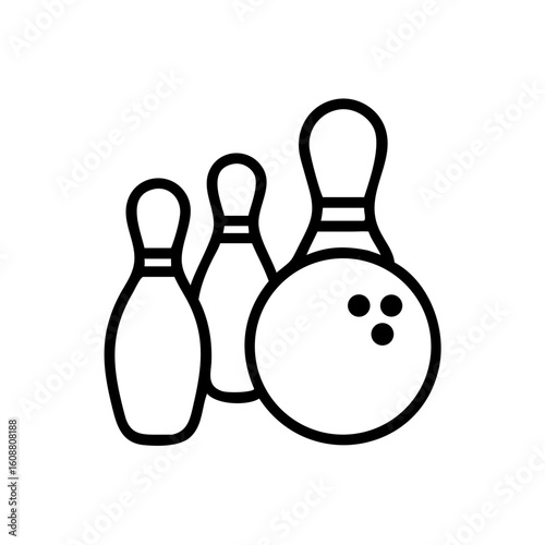 Icon of a bowling ball and pins representing the sport