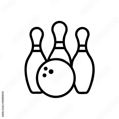 Icon of a bowling ball and pins representing the sport