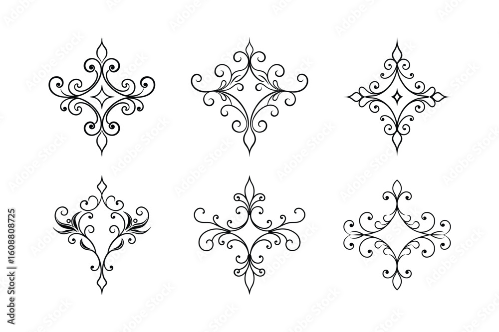 set of floral design elements