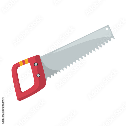 Hand saw vector illustration for woodworking, cutting tool, and carpenter equipment. Saw clip art