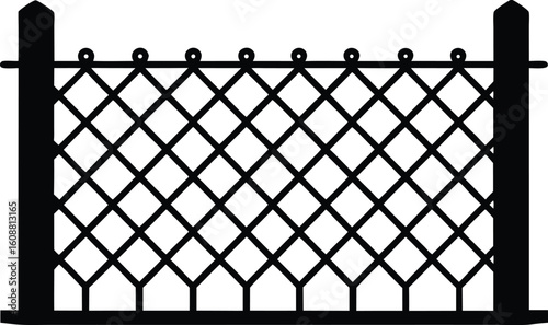 Chain Link Fence Vector silhouette, Chain Link Fence icon pattern design