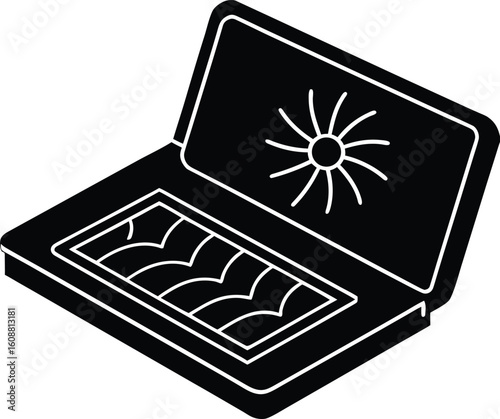 Laptop cooling pad silhouette icon isolated on transparent background