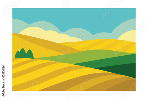 Rolling Hills With Golden Fields