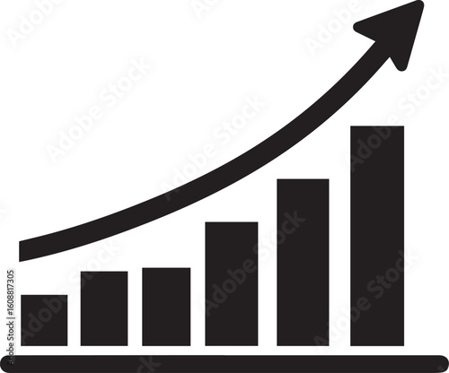 Revenue Icon – Black and White Minimalist Dollar and Bar Graph Vector Illustration