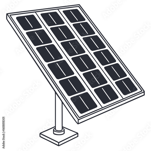 A single solar panel isolated on white background, efficiently converting sunlight into electricity for a sustainable future