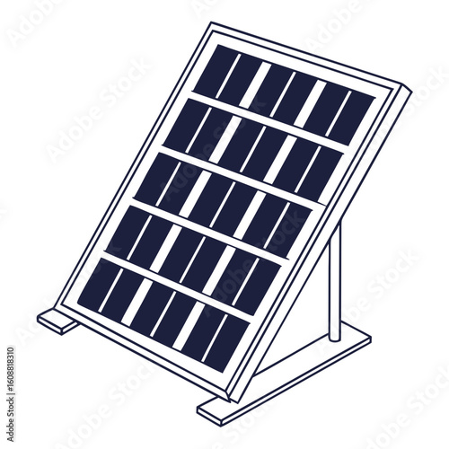 A single solar panel isolated on white background harnesses the suns energy for clean power generation