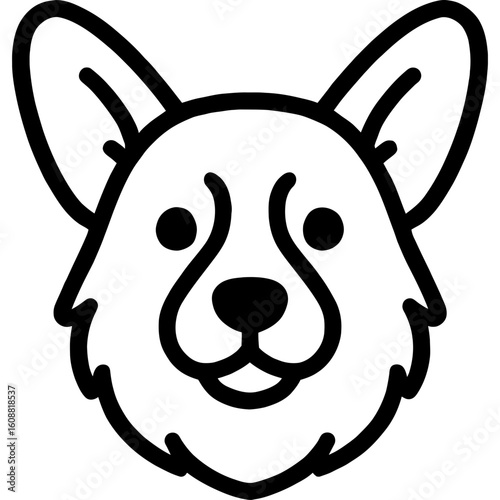 Pembroke welsh corgi dog head front view outline icon vector