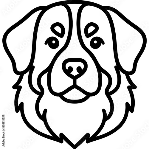 Bernese mountain dog head front view outline icon vector
