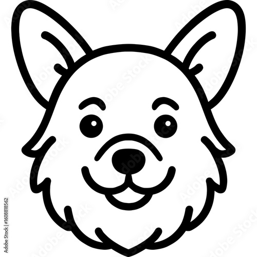 Pembroke welsh corgi dog head front view outline icon vector