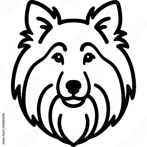 Shetland sheepdog head front view outline icon vector