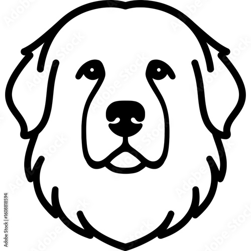 Great pyrenees dog head front view outline icon vector