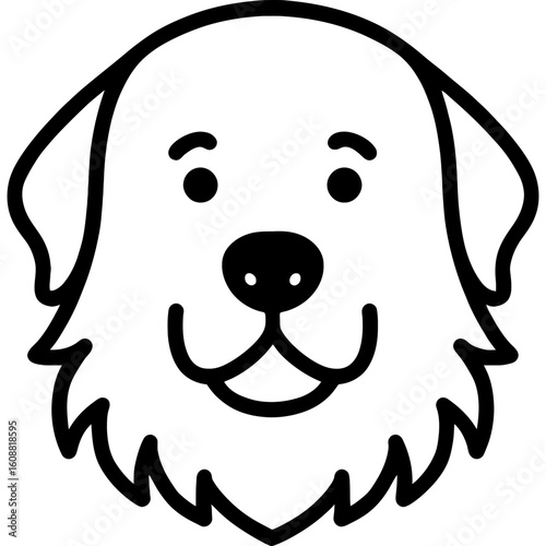 Great pyrenees dog head front view outline icon vector