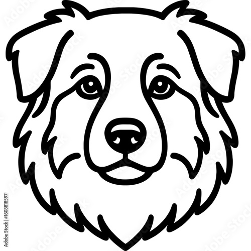 Australian shepherd dog head front view outline icon vector