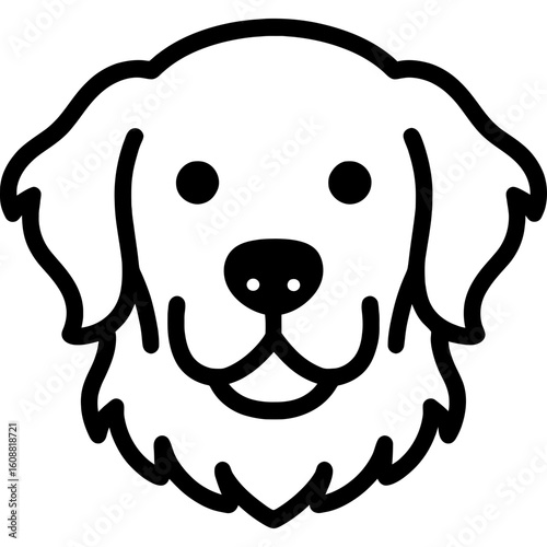 Golden retriever dog head front view outline icon vector